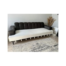 Püsküllü Şal Model Koltuk Örtüsü Ekru 100x230 %100 Pamuk Örme, Kaymaz, Dekoratif Ev Tekstili Ekru Ekru