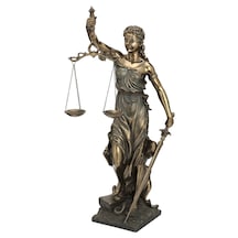 Büyük Boy Bronz Renk Adalet Heykeli Themis Adalet Figürü 75cm