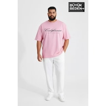 Superlife Süperlife Erkek Büyük Beden El Yazılı California Baskılı 3xl-6xl Bisiklet Yaka Tshırt Spr26tbs510-07 Pembe