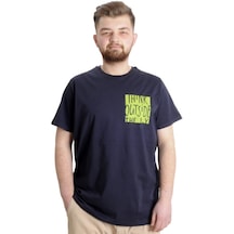 Mode Xl Büyük Beden Erkek T-shirt Outsıde 23106 Lacivert 001
