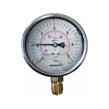 100MM -1/+5 Bar ALT Çıkış 1/2" Gliserinli ManovakuMMetre Pakkens