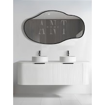Asimetrik Ayna, Konsol Aynası, Dresuar Aynası, Tuvalet Aynası, Şişecam Ayna 90x50cm 90 X 50 Siyah