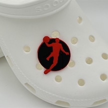 Crocs Terlik Süsü Ve Aksesuarı , Çanta Süsü Renkli Jibbitz Jordn Basket 06 Görselli Figür Aksesuarı Kırmızı-siyah