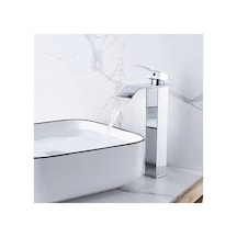 Rena Design Krom Çanak Lavabo Bataryası Oval Havza Model Uzun/yüksek Gümüş Gri Lavabo Musluğu Çift Girişli