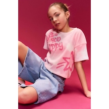 Defacto Desenli Fitilli Kaşkorse Tişört Kız Çocuk H0711a826smpn171 Pembe-pn171
