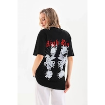 Suma Unisex Oversize Baskılı T-shirt - Siyah