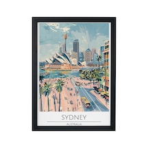 Sydney Ahşap Çerçeveli Dekoratif Duvar Tablosu Siyah