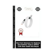 Özel Seri Aksesuar Ev Bağlantı Şarj Kablosu Type-c Silikon 3.0a Data Kablo U15 Beyaz