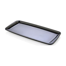 6 Adet 16x33 Cm Melamin Baton Servis Sunum Tabağı Makinede Yıkanabilir Dikdörtgen Siyah Beyaz