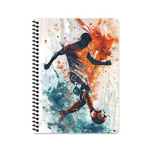 Keskin 17 X 24 Çizgili Sert Kapak Spiralli Futbol Defter - Beyaz Çok Renkli