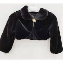 Mnk Baby & Kids Pelüş Uzun Kol Kız Çocuk Bolerosu M00681 Siyah