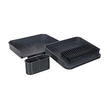 Miss Collection Açılır Kapanır Bulaşıklık Tabaklık, Su Tahliye Oluklu Ve Çatal Bıçak Kurutmalıklı-modern Tasarım Plastik Antrasit