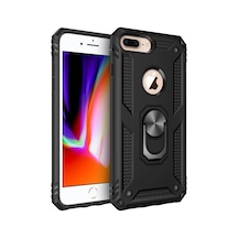 Newface Apple İphone 7 Plus Kılıf Sofya Yüzüklü Silikon Kapak - Siyah