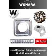Özel Üretim Şık Tasarımlı Isıya Dayanıklı Gümüş Alüminyum Ocak Koruma Folyosu - 10'lu Set
