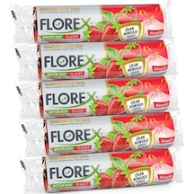 Şeylişeyler - Florex Büyük Boy Çöp Torbası Çilek Kokulu Büzgülü 65x70 10lu 5 Paket