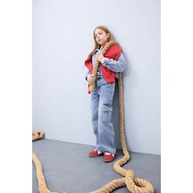 Defacto Wide Leg Kargo Geniş Bol Paça Mavi Kız Çocuk Jean Pantolon D7089a8/nm39 Mavi