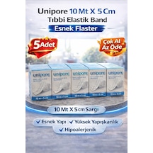 5 Adet Unipore 10mt X 5cm Tıbbi Elastik Band Esnek Flaster