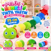 Peluş Renkli Tırtıl Yastık 75cm Yeşil