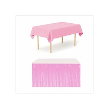 Pembe Masa Örtüsü Ve Pembe Masa Eteği