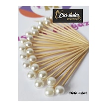 100 Adet Dekoratif Yuvarlak Inci Pasta Kürdanı - Inci 8 Mm - Nişa