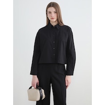 Lcw Modest Siyah Loose Fit Kadın Gömlek