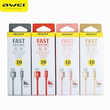 Apple Uyumlu iPhone - Awei Fast Data Kablo Cl-988 30 Cm Kablo Powerbank Kablo Rose Gold Senalstore - Gold