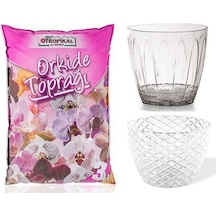 Orkide Toprağı 3lt Kristal Saksı 1,5 Lt - Sade Saksısı Şeffa