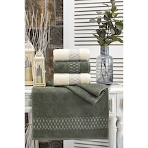Forestel Ve Yüz Havlu Seti | Yeşil-Krem 4'lü 50X90 Cm Yeşil