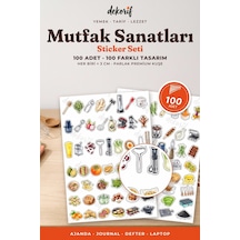 Mutfak Sticker Seti 100 Adet - Yemek Pişirme Gereçleri Ve Malzemeleri Suluboya Ajanda Çıkartma Çok Renkli