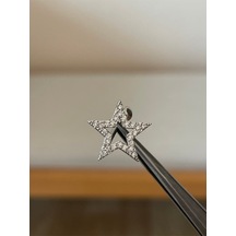 316 L Cerrahi Çelik Parlak Taşlı Yıldız Şeklinde Göbek Piercingi Gümüş