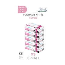 Nitril Pembe Pudrasız Muayene Eldiveni Xs - 5 Paket 100 Lü