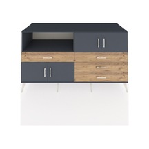 Kronos Konsol 2 Raflı 4 Çekmeceli 4 Kapaklı 176x59x99 Antrasit-antrasit/çam Antrasıt/atlas Çam - Antrasıt