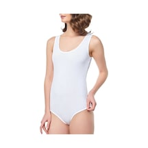 Kadın Beyaz 6 Adet Yıldızı Geniş Kalın Askılı Body 001