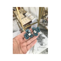 Taş Detaylı Menekşe Model Küpe Mavi