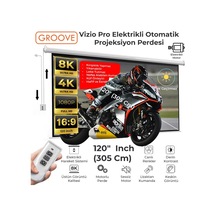 Groove Vizio Pro 120 Inch Blackout Işık Geçirmez Elektrikli Otomatik Kumandalı Projeksiyon Perdesi 265x150cm +motorlu+canlı Renkler+göz Koruması+leke Tutmaz Projector