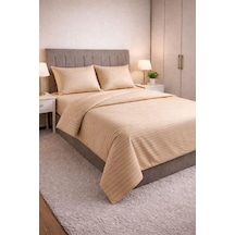 Wova Home Champagne Stripe Çift Kişilik Nevresim Takımı%90 Pamuk 83 Tel Saten Çizgili Lastikli Çarşaflı Nevresim Diğer