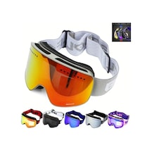 Oldfriend Pembe Çerçeveli Mavi Lens Manyetik Çift Kat Kayak Gözlüğü Anti Fog Snowboard