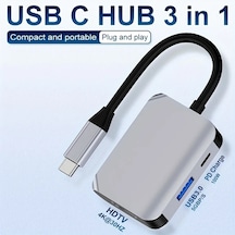 Honeybeeshop 4'ü 1 Arada Usb C Hub Hdtv Vga Usb 3 0 4k 1080p 100w Hızlı Şarj Alüminyum Kasa Altın Port Dizüstü Macbook Uyumlu Dell Hp