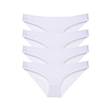Hubrendy Tedarik 4 Adet Süper Eko Set Likralı Kadın Slip Külot Beyaz Çok Renkli