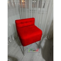 Ultra Lüks Metal Ayak Alda Lokum Puf Gümüş Kırmızı