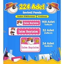 Sevimli Panda Temalı Okul Kreş Kişiye Özel İsim Etiket Seti - Model 156 Çok Renkli