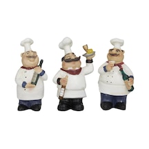 Polystone Şef Heykeli 3chef Seti 5", 4", 6" H, Beyaz