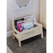 Baby Shark Hazeranlı Masif Ahşap Montessori Bank Kitaplık Ve Hazeran Dergilik Ahşap