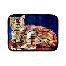 60 X 45 Cm Elekli Desenli Kedi Tuvalet Önü Paspası, Kaplan Desenli 2li