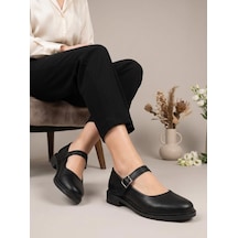 Nesilshoes Nesil Shoes Süha 250 Siyah Tokalı Balerin Kadın Babet