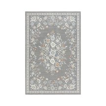 Cool Halı Floor Gri Vintage Çiçekli Klasik Salon Oturma Odası Dekoratif Pati Dostu Halı
