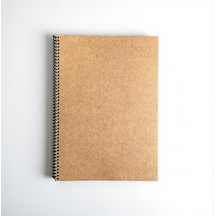 Çizgisiz Spiralli Not Defteri, A4 Boyut 21x29,7 Cm , 60 Yaprak, 90gr. Ivory Kağıt, Ofis İçin İ Kahverengi Kapak