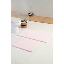 Buççin Online Mağaza Softmicro Pembe 60x100 - 60x50 Cm 2'li Banyo Paspası Polyester Kalın 12 Mm + Pembe Çok Renkli