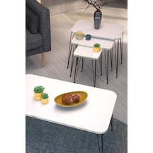 Zigon Sehpa Kr Ve Orta Sehpa Kr Set Siyah Ayak Beyaz Tel 1102