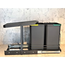 Starax S-2392 Antrasit 12+12 Litre Çöp Kovası Dolap İçi Teleskopi